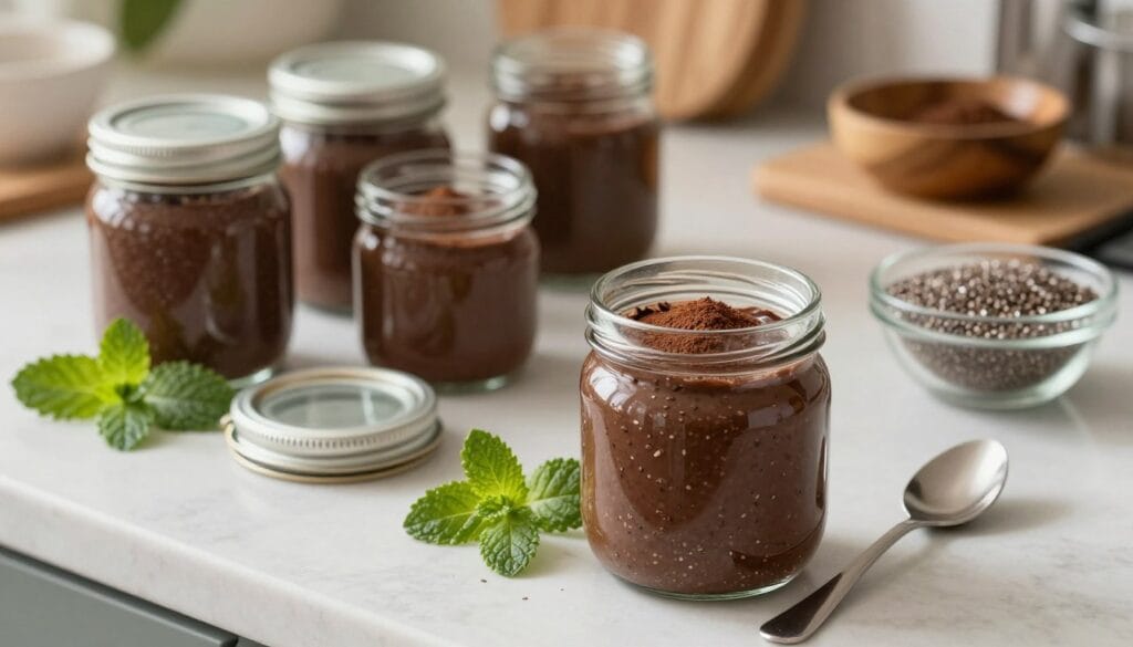 storing chocolate chia pudding